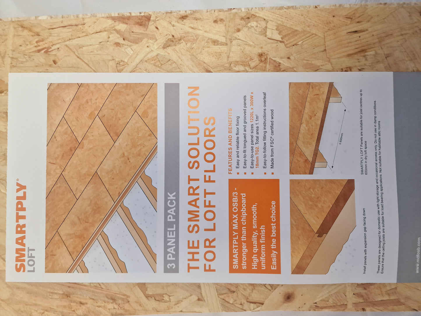 1220 X 300 mm OSB Loft Board ( Pack of 12 Total 4.32m2)