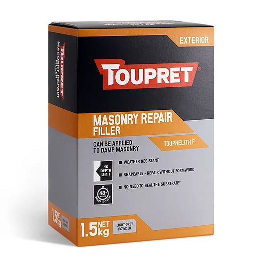 Toupret Touprelith F Exterior Masonry Repair Filler 1.5kg — Light Grey Powder - Plaster Link