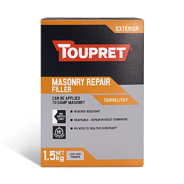 Toupret Touprelith F Exterior Masonry Repair Filler 1.5kg — Light Grey Powder